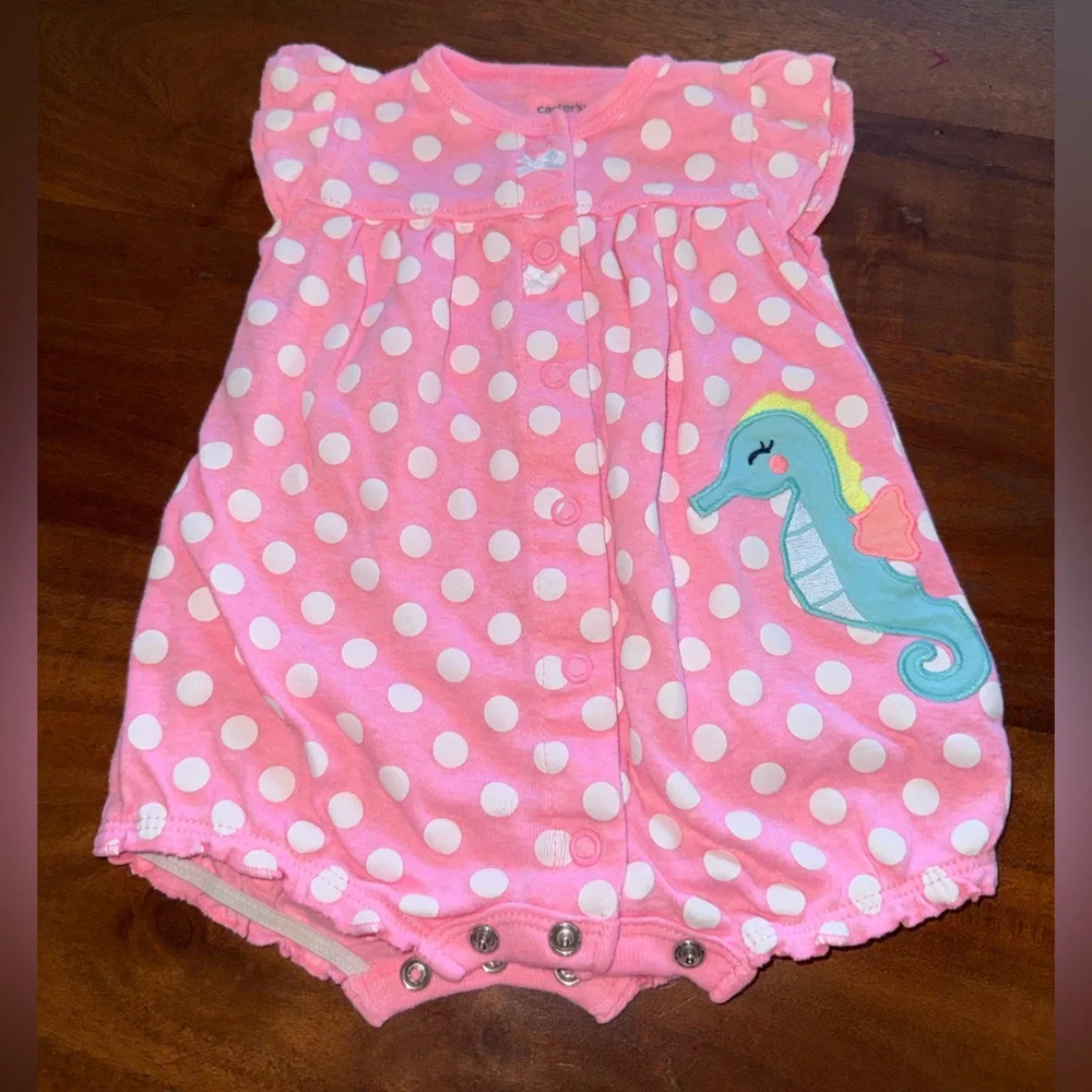 Carter's Pink and‎ White Polka Dot Baby Romper